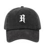 Letter R Printed Washed Cotton Adjustable Baseball Cap Classic Snapback Dad Hat Breathable Golf Fishing Outdoor Sun Cap