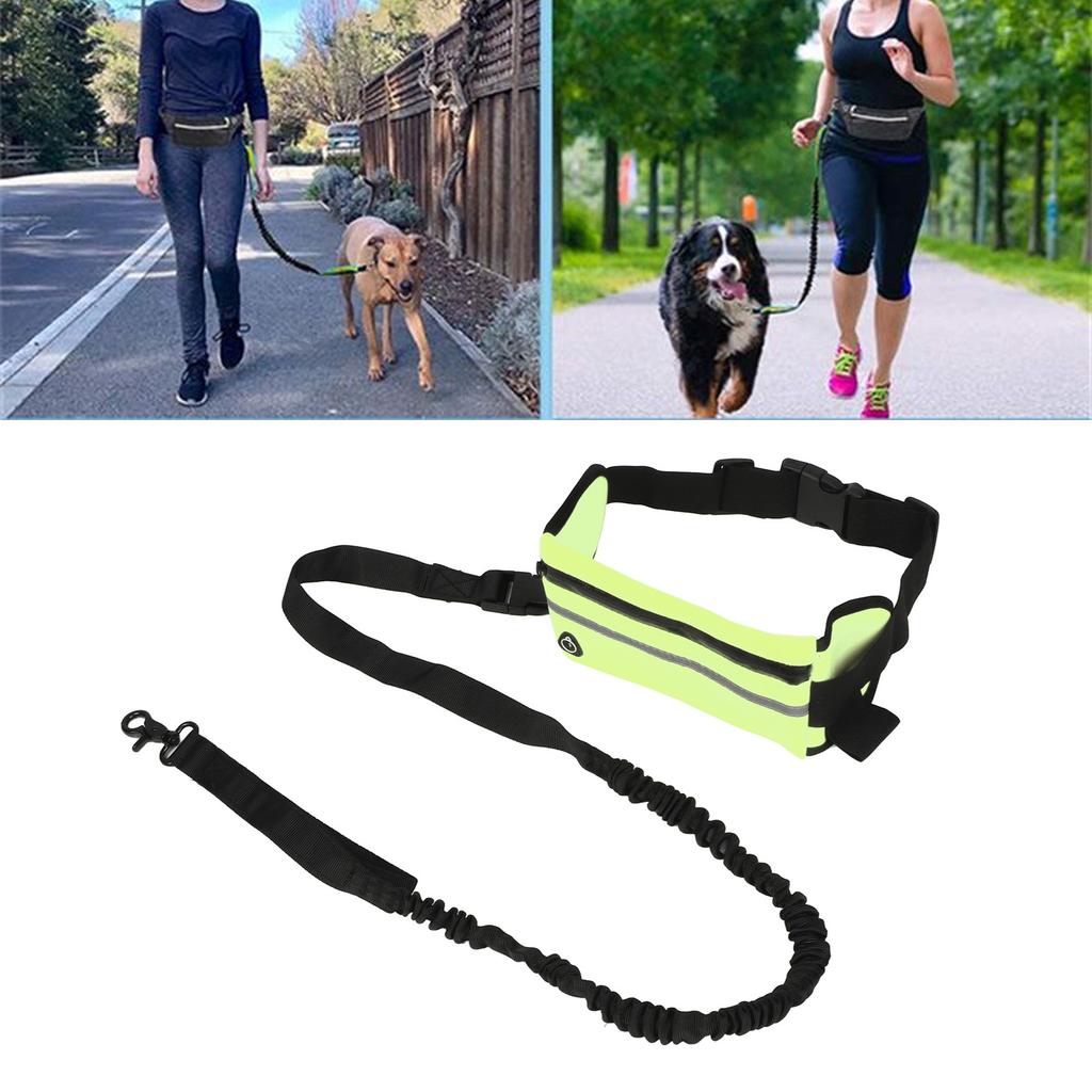 Hands Dog Leash Shock Absorption Reflective Dog Running Leash with Zippered Bag for Walking Jogging Running