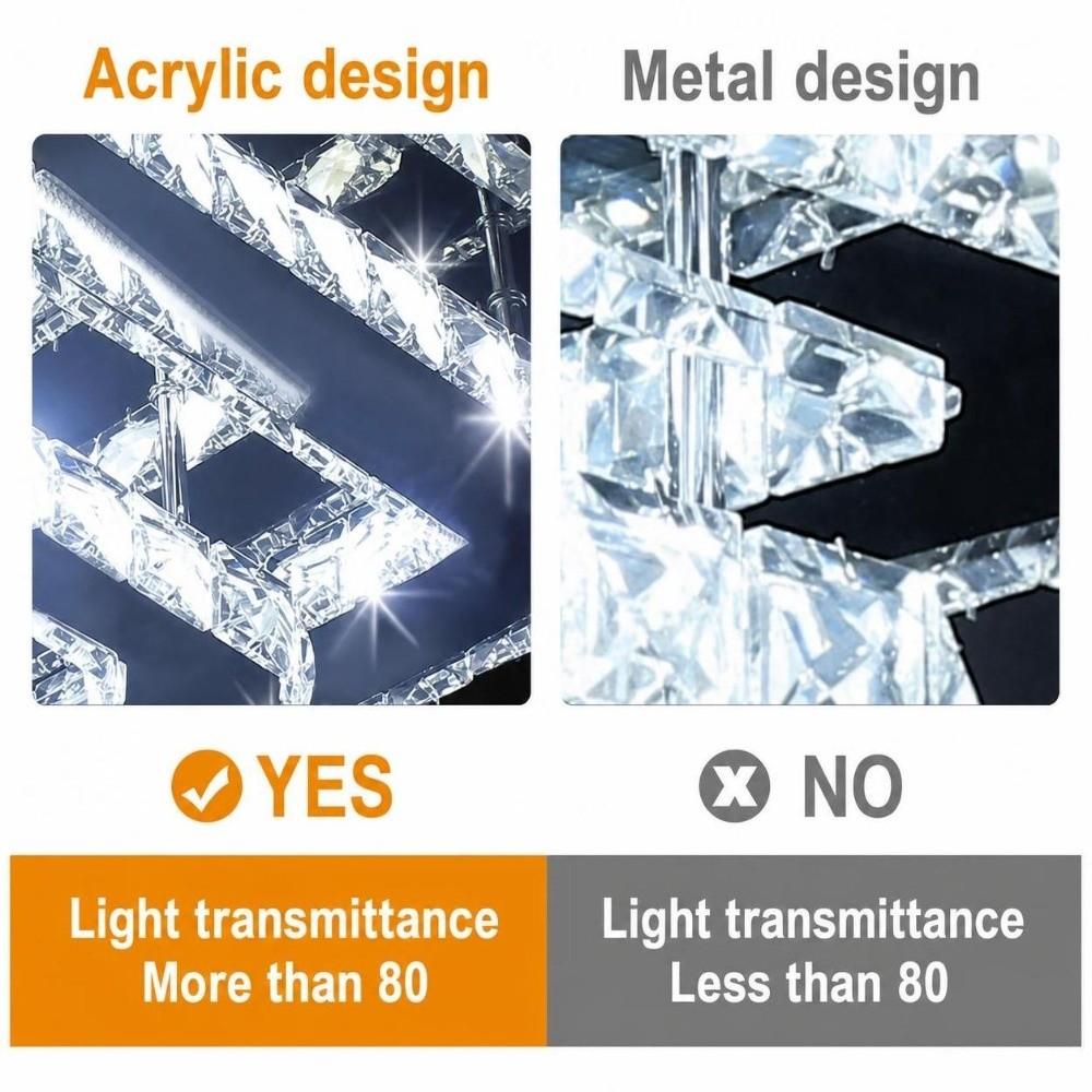 Faux Crystal Chandelier 3 Color Temperature Crystal Ceiling Light Modern Flush Mount Light Hallway