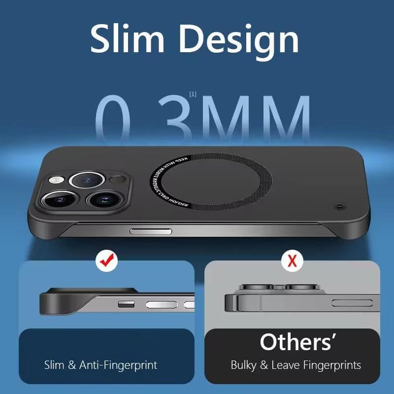 Ultra Thin Hard PC Magnetic Frameless Phone Case For Magsafe For iPhone 16 15 14 13 12 11 Pro Max Plus Matte Color Solid Cover