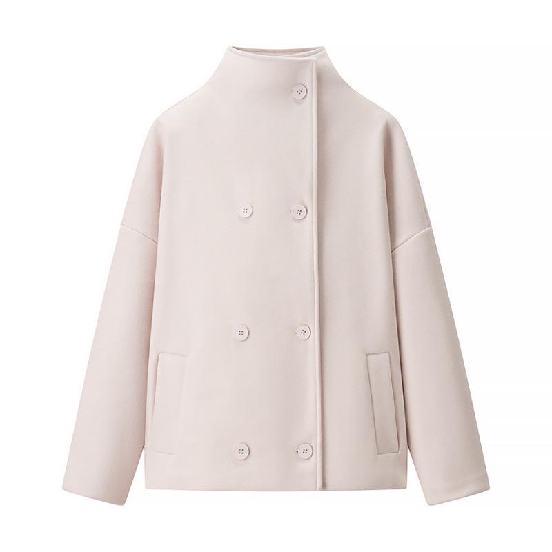 European & American Women's Fashion: Casual Lapel Pearl Leather Wool Short Jacket