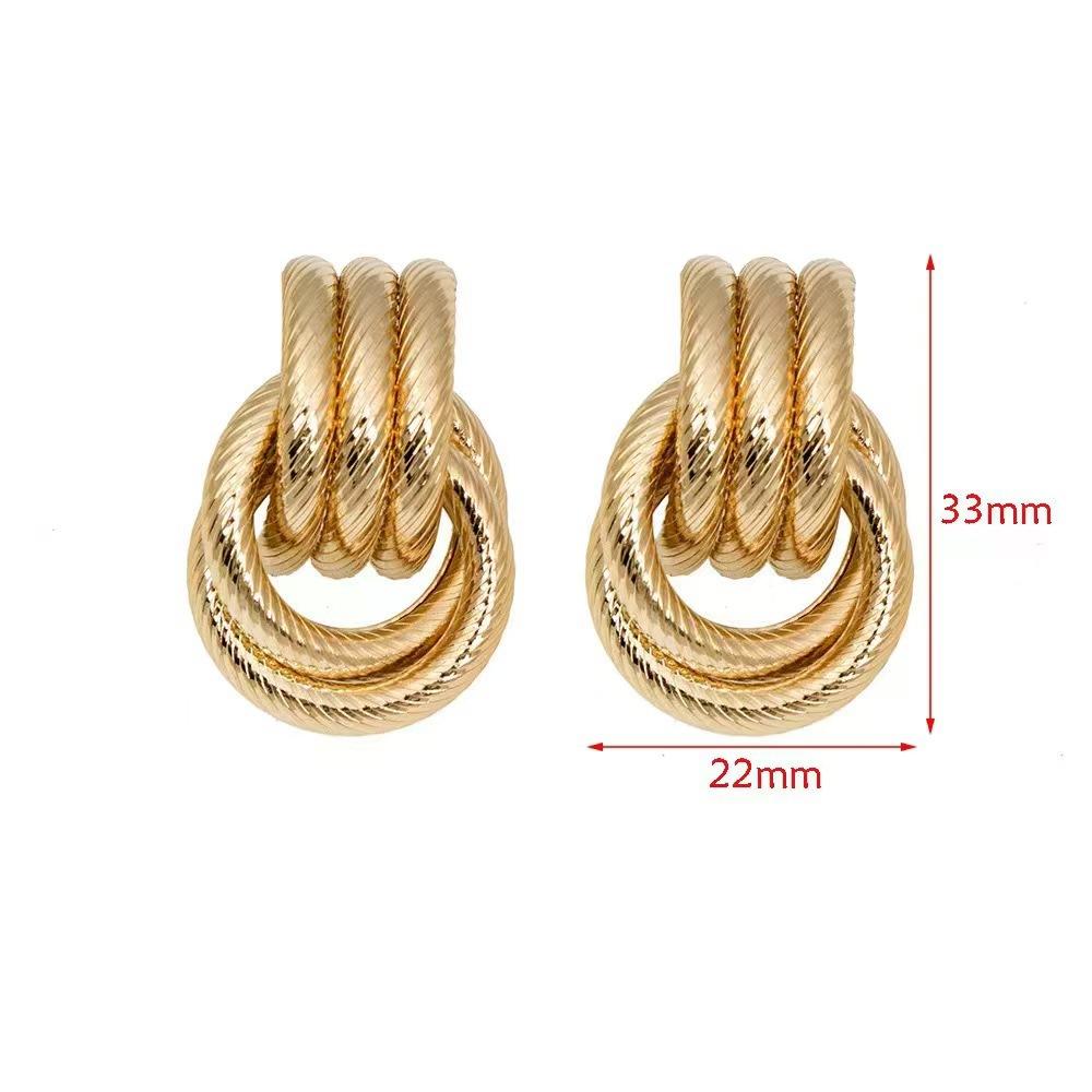 Exaggerated geometric twist earrings Multi-layer high-end retro earrings