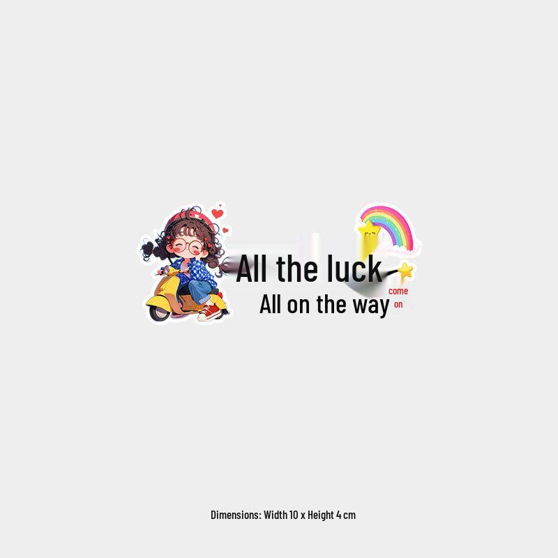 All Luck on the Road: Fun Text Car Windshield Sticker