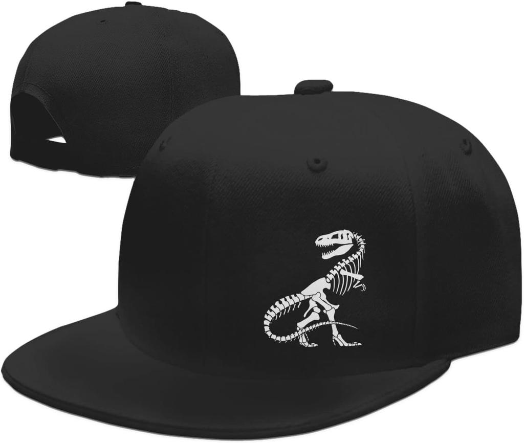 Dinosaurierskelett T Rex Grafikdruck Snapback-Hut Verstellbar Flacher Schirm Baseballkappe Outdoor für Erwachsene