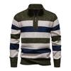 Men Knitted Sweater Color Block Zippered Half Turtleneck Pullover Tops Long Sleeve Half-Zipper Casual Pullover Tops