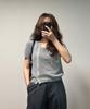 Awesome Studio Asymmetrical Short-Sleeve Knit Cardigan Light Gray
