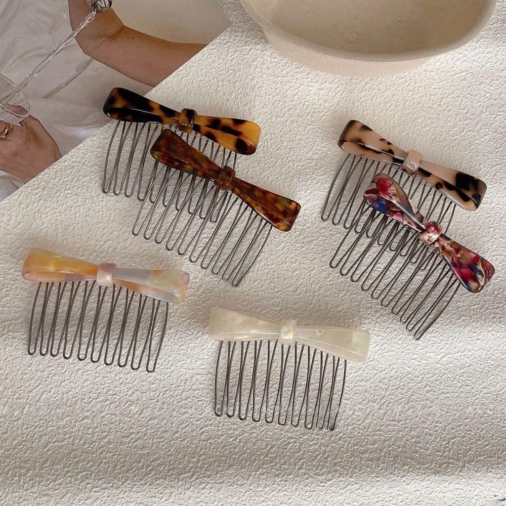 Barrettes Acetic Acid Bow Hair Comb Fixed Combs Bow Hair Clip Cute Bowknot Hairpin  Student