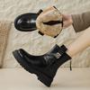 Women's Large Size Soft Sole Winter Warm Anti-slip Fur One Snow Boots Padded Lined Ankle Boots Waterproof Outdoor Sports Cotton Boots Martin Boots