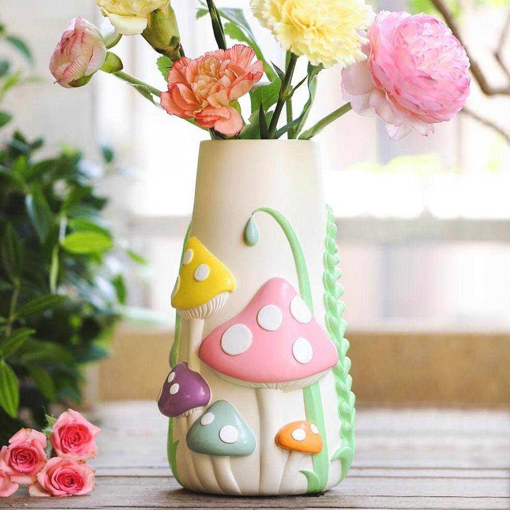 Synthetic Resins Mushrooms Vase Aesthetic Mushrooms Planter  Flower Arrangement