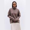 Double Collar High Neck Women's Sweater - Loose Fit, Anti-Pilling, European Size, Perfect for Autumn and Winter.
