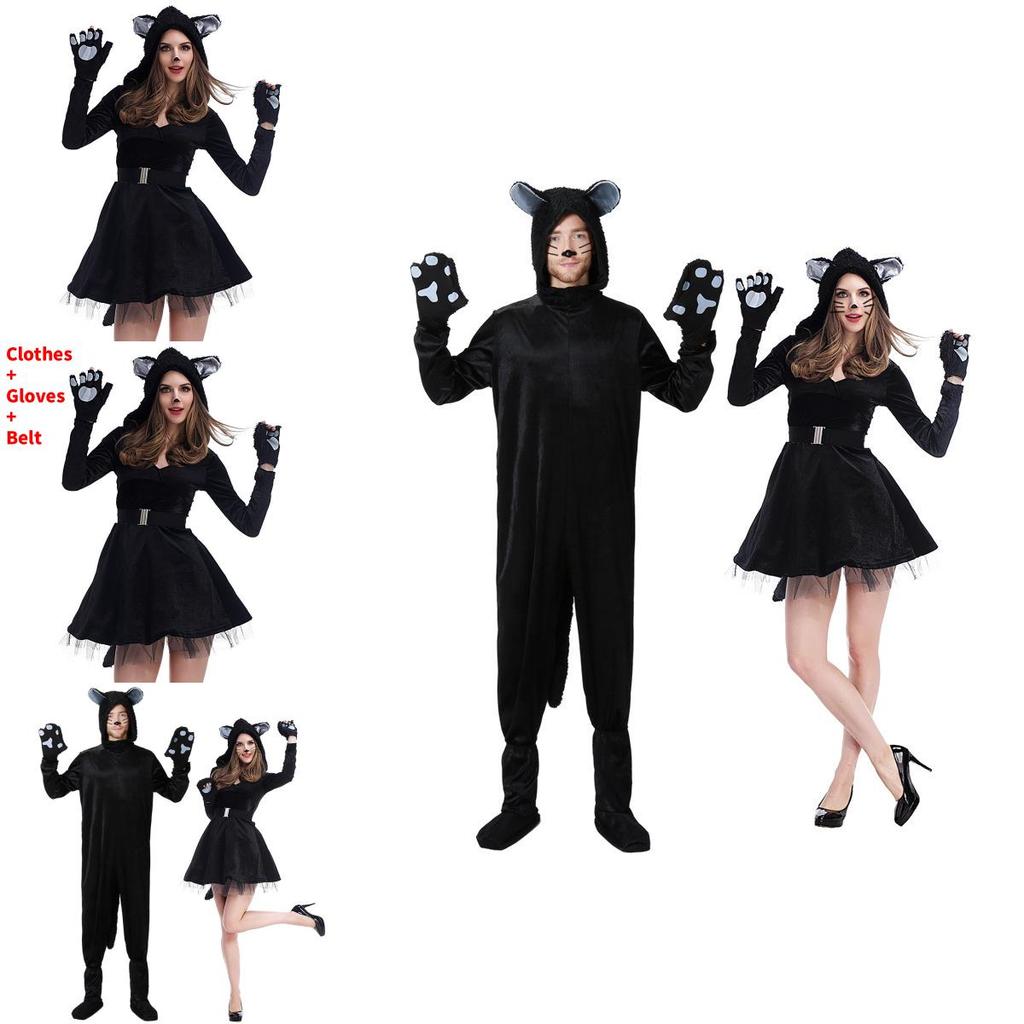 Game Themed Black Cat Costume For Adults With Polyester Fabric For Halloween Party Dress Up