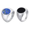 Pierścionek ze stali nierdzewnej z lapisem lazuli czarnym owalnym dla mężczyzn stylowy trwały dodatek biżuteryjny