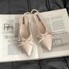 Bow women bag head Roman sandals summer fashion niche design sense commuter invisible pointed wedge heel women's shoes