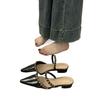 Retro Chain with Bag Head and Half Slippers for Women Wearing Lazy People with One Pedal Temperament Pointed Head Low Heel Mueller Shoes