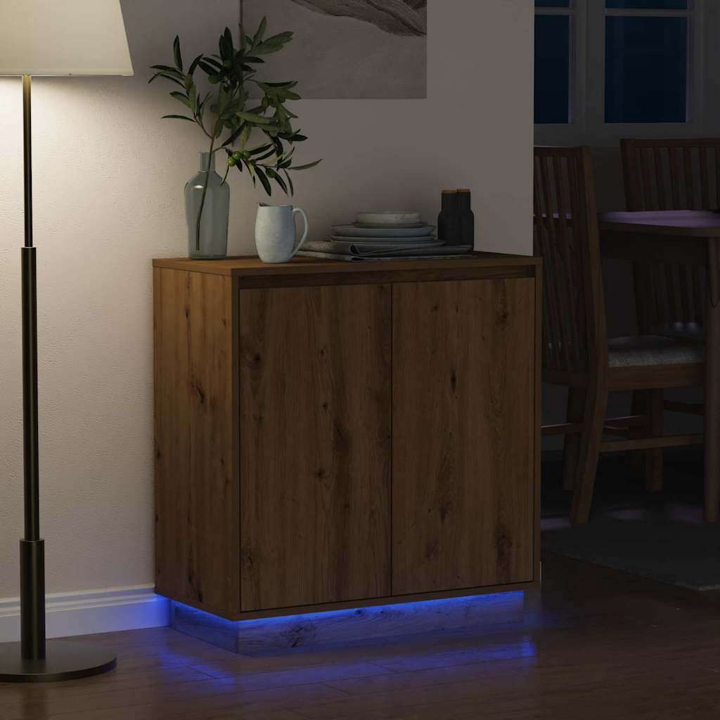 LED Sideboard in Artisan Oak Finish 71 x 34.5 x 75 cm