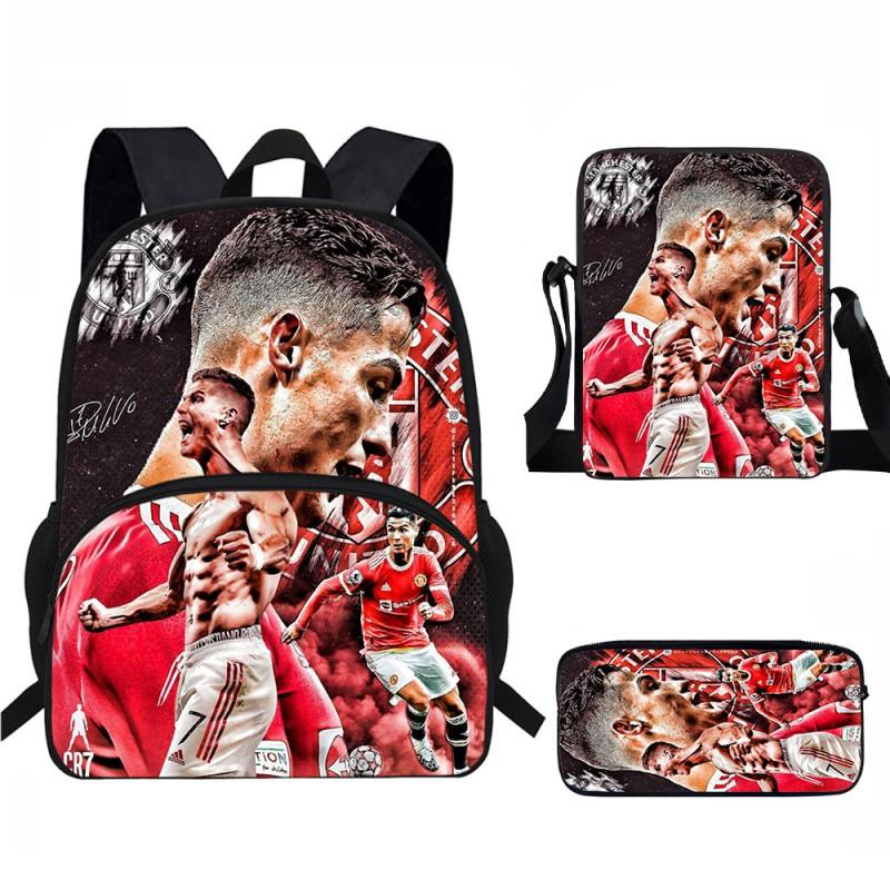 Set Zaino Scolastico CR7 per Bambini Tessuto Oxford Borsa a Doppio Scomparto con Tasca Frontale Astuccio Tracolla Ergonomico Dorsale
