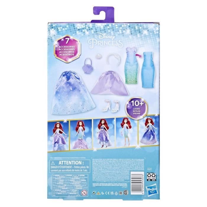Poupée Ariel - Disney Princesses - 10 combinaisons de tenues - Jouet pour enfants dès 3 ans