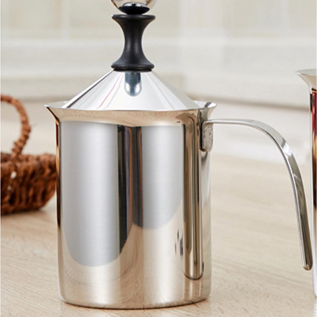 Manual Milk Frother Fine Foaming Ergonomic Handle Stainless Steel Coffee Milk Frother for Home Use