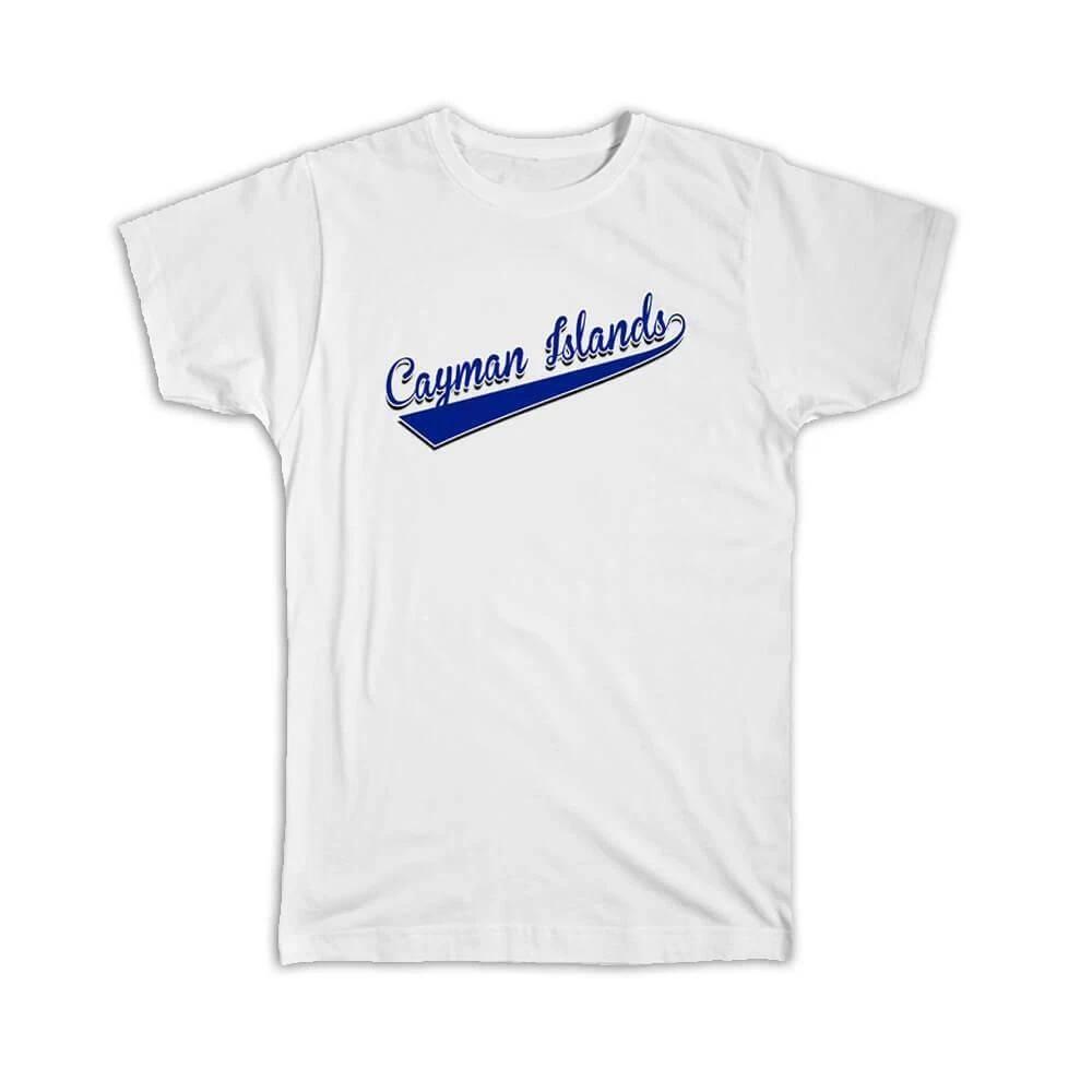 Gift T-Shirt : Cayman Islands Flag College Script Country Islander Expat M