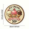 Vintage Ice Cream 8x8 Inch Metal Tin Sign Retro Wall Decor for Kitchen Cafe Bar