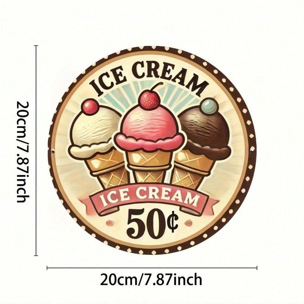 Vintage Ice Cream 8x8 Inch Metal Tin Sign Retro Wall Decor for Kitchen Cafe Bar