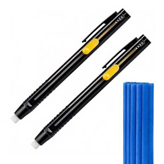1 Set Heat Erasable Fabric Marker 2 Erasable Chalk Pens Sewing Chalk with 20 Refills for Sewing Quilting Embroidery DIY Crafts