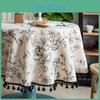 Pastoral Linen Tablecloth Cotton Vintage Floral Rustic Washable Round Table Cover For Farmhouse Decorpicnictabletop Decor