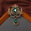 Classic Palace Style Women's Vintage Crystal Pendatn Brooches Pins Baroque Luxury Clothing Coat Buckle Accessories Gift