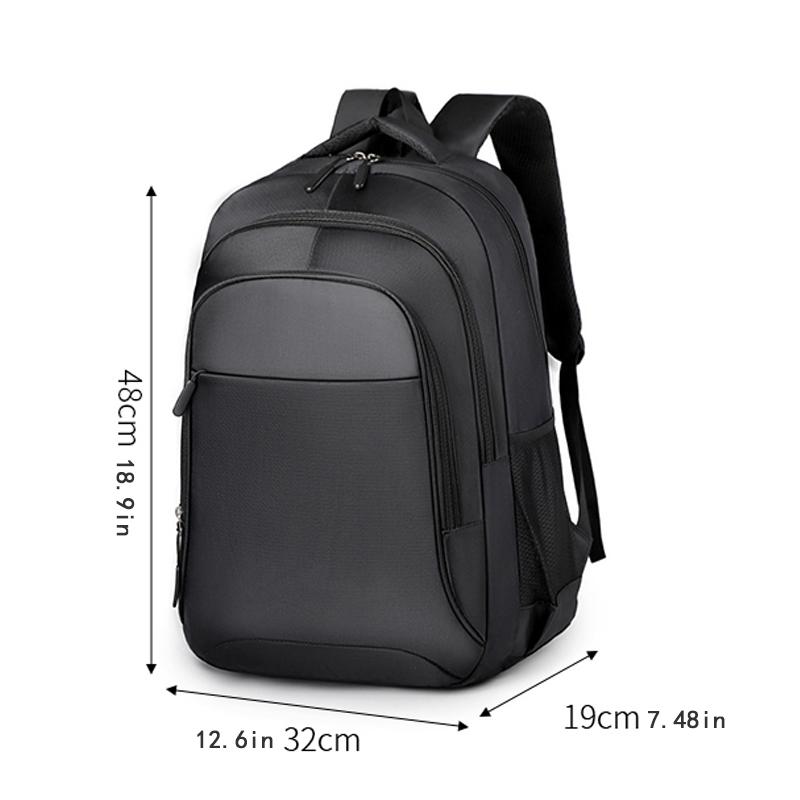 Large-capacity backpack - laptop backpack with padded shoulder straps and side pockets - black backpack