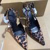 Spring High Heels Women's Mary Jane Shoes Retro Leopard Print Sexy Ankle Strap Slingbacks Luxury Designer Ladies Pumps