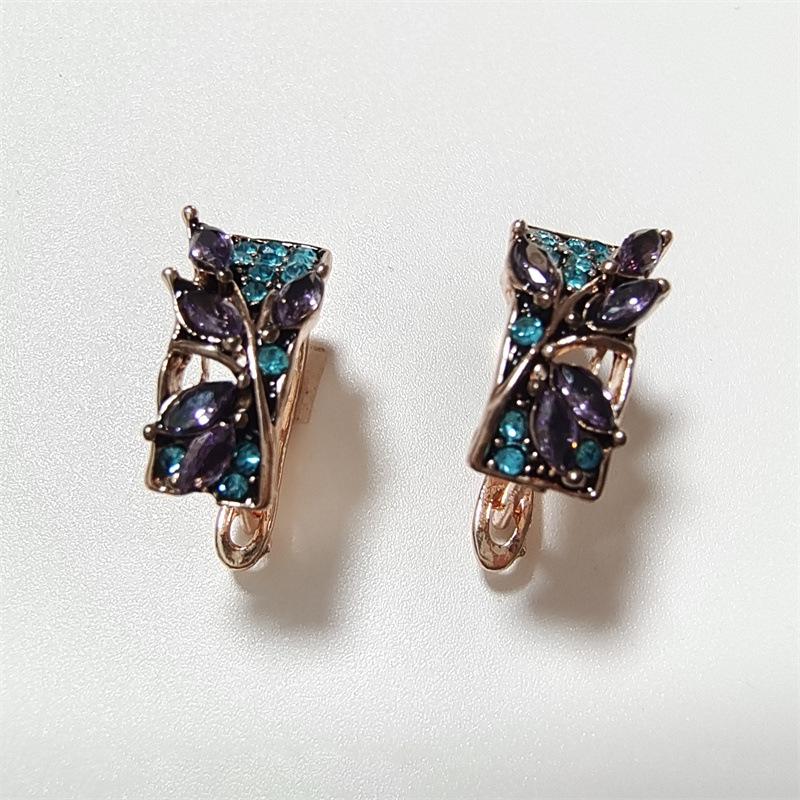 Accessories Green Leaf Shape Set Purple Crystal Zircon Set New New Green