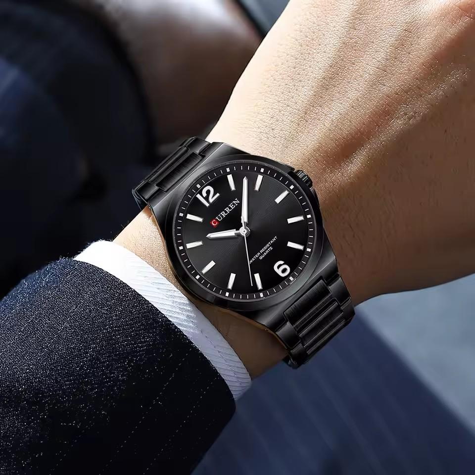 CURREN 8493 NEW Luxury Brand Wristwatches for Men's Stainless Steel Band Quartz Watch Simple Business Clock with Luminous Hands