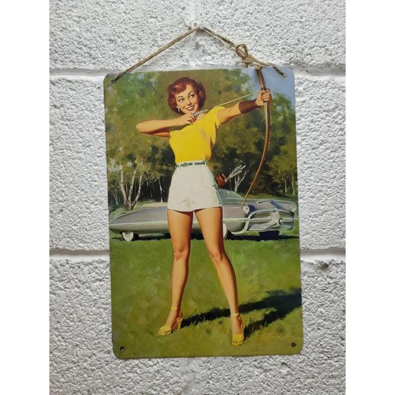 Pin-Up Girl Tin Plates, Garage Workshop Metal Decor 20x30cm