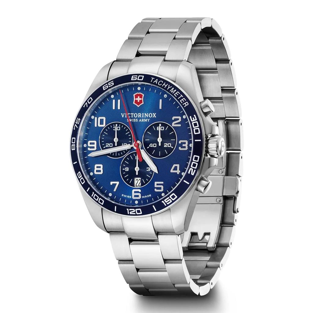 Victorinox Silver Stainless Steel Watch with Tachymeter and Swiss FIELDFORCE CLASSIC Gift Item 241901 Men's Chronograph, Made, CHRONO, No.