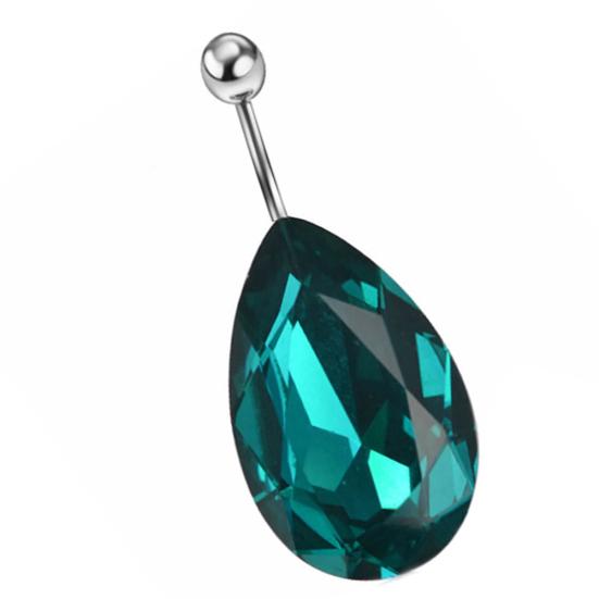 Surgical Steel Tear Drop Rhinestone Button Barbell Bar Belly Navel Ring Body Piercing