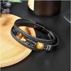 Meier Tiger's Eye Bracelet - Men's Multi-layer Cord & Leather Bangle - Stone Bracelet with Magnetic Clasp