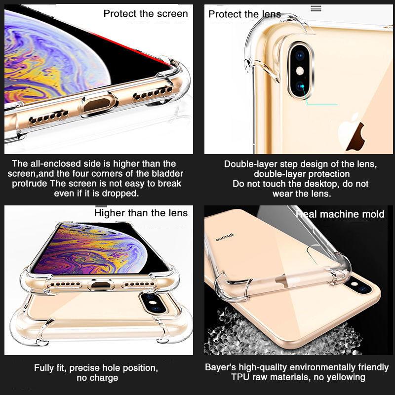 Transparent Shockproof Case For iPhone X Xr Xs Max Case 11 12 13 14 Pro Max 8 7 6s Plus SE  Silicone Case