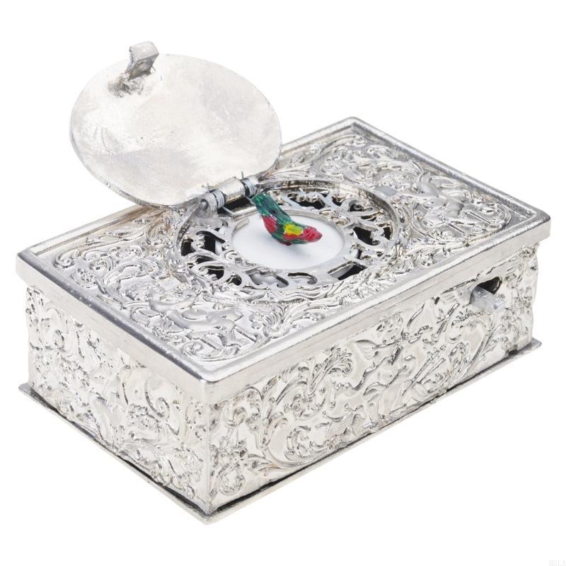 MXLA Collectible Mechanical Singing Bird Music Box Embossed Motifs Antique Home Decor