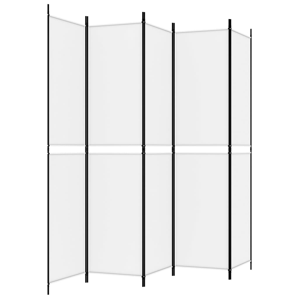 5 Piece White Folding Screen 250 X 220 Cm Fabric