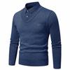 Men's Solid-color Casual Faux Two-piece Striped Pullover Knitted Sweater, Men's Square-neck Long-sleeved Knitted Warm Sweater