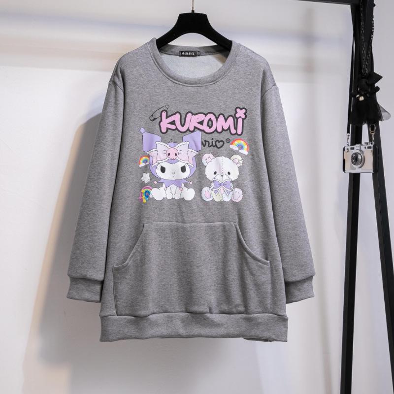 

Женский свитшот большого размера однотонный с круглым вырезом - в корейском стиле, свободного кроя для весны и осени 6XL