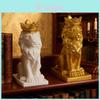 Nordische Glückslöwenfigur mit goldener Krone für Heimdekoration und Geschenke