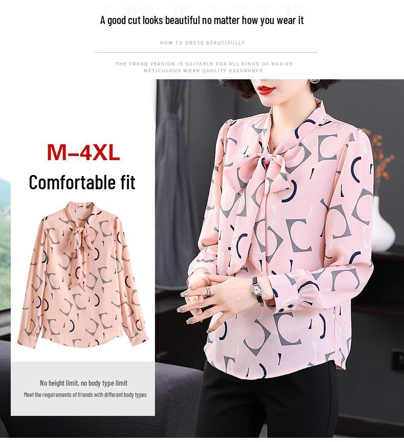 2023 Autumn Women's Chiffon Long Sleeve Blouse