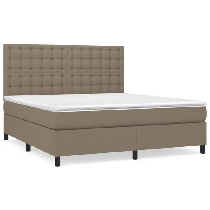 Maison Exclusive - Slatted Bed Base with Taupe Mattress 180x200 Cm Fabric