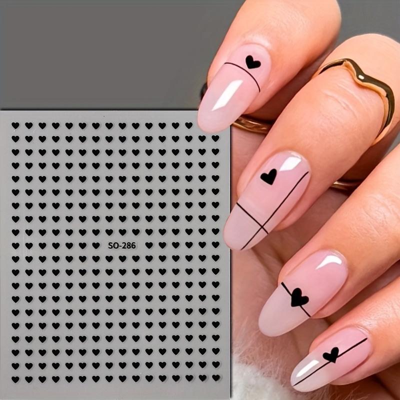 6Pcs Mini Heart Nail Stickers Laser-Cut Love-Themed DIY Nail Patch Decoration, Romantic Nail Art|Romantic Nail Design Stickers