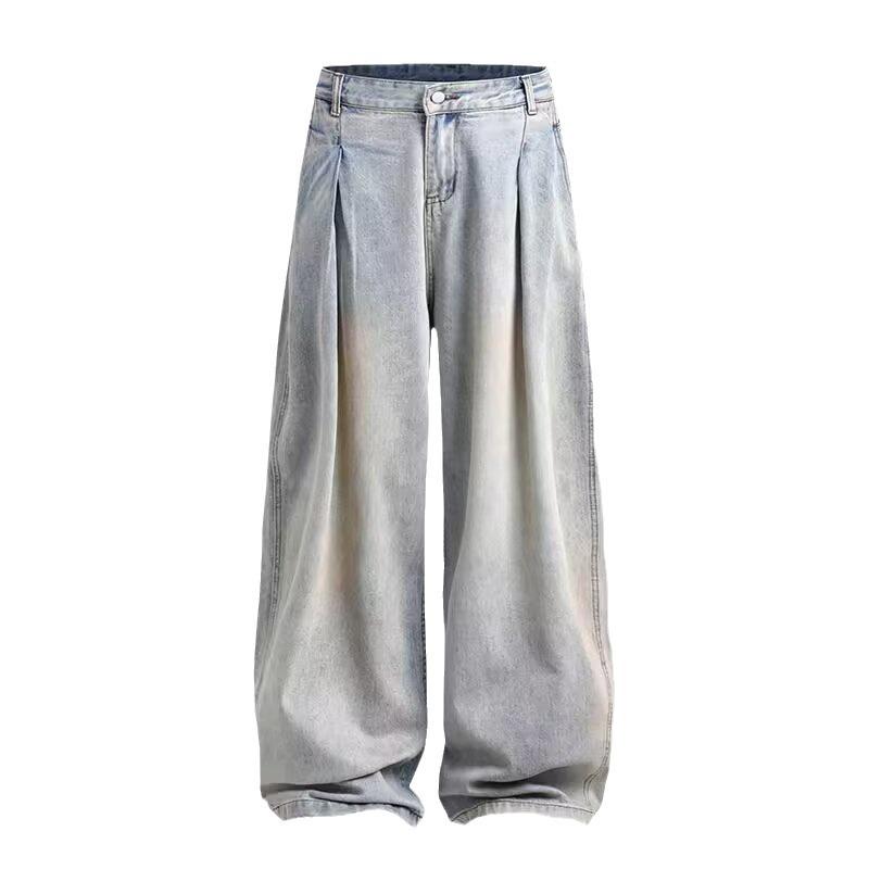 Old Retro Jeans Men's Autumn New Trendy Brand American High Street Ruffian Handsome Straight Loose Mopping Wide-leg Pants