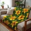 Yellow Irregular Floral Anime Cartoon Flannel Blanket Soft Warm Throw for Bedroom Sofa Car Kids Holiday Gift