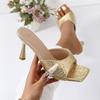 Fashion 2025 Summer New Fashion Women High Heels Slippers Square Toe Shoes for Women Design Open Toe Slingback Slides Female Zapatos
