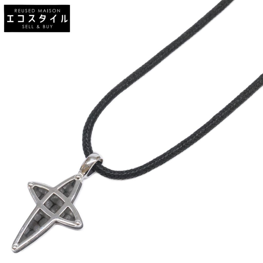 CHIMENTO 750 Carbon Cross Code Necklace White goldUsed
