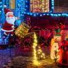 Solar Santa Claus Kettle Light Solar Powered Waterproof Metal Hanging Garden Decoration for Christmas Outdoor Warm LED Lights